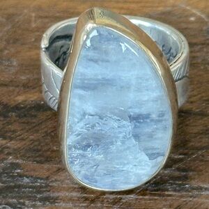 Jes MaHarry “Moonfire” moonstone gold and silver rings. New in box.